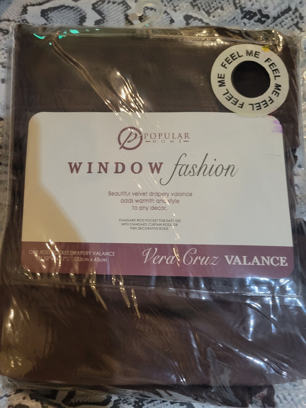 Popular Home Vera Cruz Velvet Window Valance - Brown
